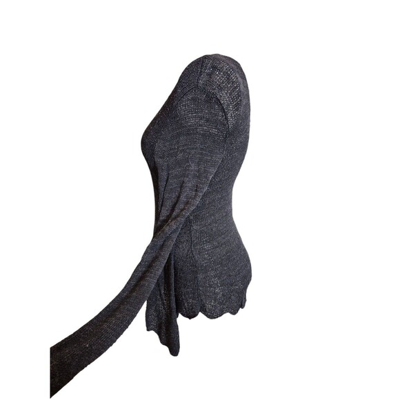 Eileen Fisher Vintage Sweater Layered Asymmetric Sweater Vneck Bluegray Sz M/L - Picture 3 of 8